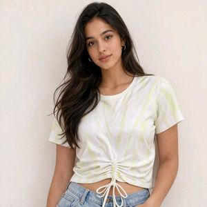 Tie-Dye Ruched Crop Top