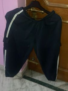 plus size Navy Blue Track Pants with Stripes