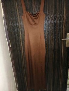 chocolate Brown Maxi Dress with Bow