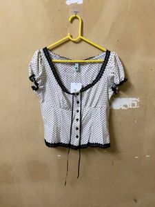 Polka Dot Buttoned Top