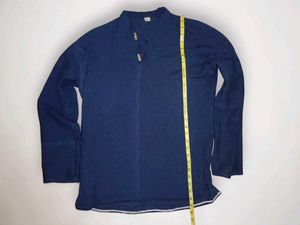 Men's Blue Long sleeve linen kurta