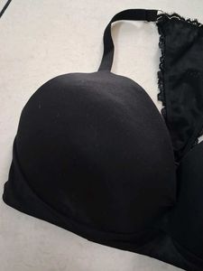 34D Lace Trimmed Black Bra