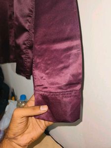 Men's Burgundy maroon Silky Button-Down Shirt