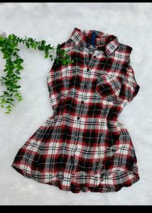 Red Plaid Sleeveless Shirt