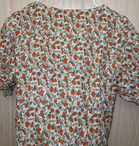 Floral Ruched V-Neck Top