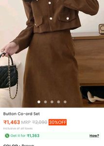 Brown Button Co-ord Set