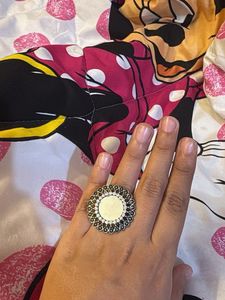 Vintage Oxidised Silver Statement Ring for Women |