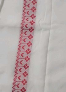Red White colour pure Cotton Saree