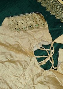 Elegant Emerald Green And yellow Embroidered Saree