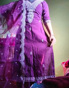 Beautiful Purple Kurta Set with Dupatta