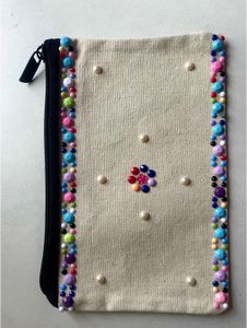 Beaded Canvas Pouch