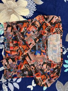 2 Artistic Collage Print Mesh Tops