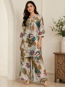Elegant Floral Print Kurti with Palazzo Pants