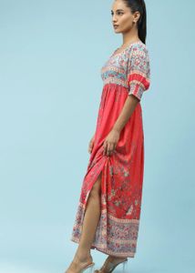 LABEL RITU KUMARPINK FLORAL PRINTED MAXI DRESS