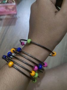 Colorful Beaded Spiral Bangles with earrings