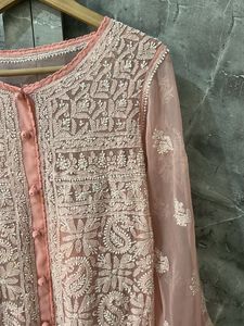 Elegant Peach Chikankari Kurta