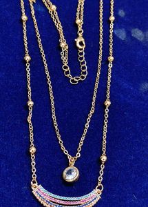 Layered Rainbow Charm Necklace