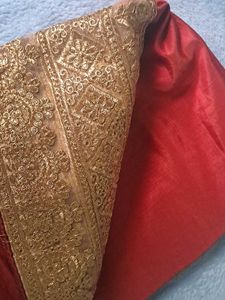 Elegant Red Saree with Gold Border