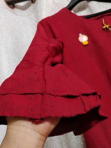 Maroon Embroidered Kurta