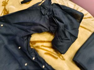 Navy Blue Kurta Set with Pearls