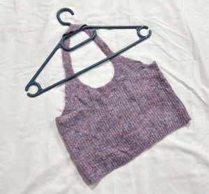 🎁 Pinterest Crop Purple Halter Top J