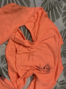 Peach Graphic Long Sleeve crop top Tee