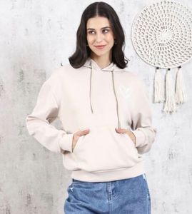 Shein Cream Hoodie with Heart Graphic