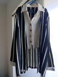 Chic Striped Button-Up Blouse