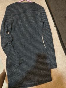 Sparkly Ribbed Long Sleeve Dress