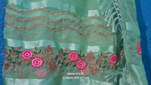Chiffon New Embroidery work Saree