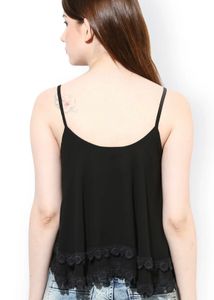 Elegant Black Lace Trim Camisole Top
