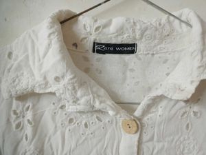 White Broderie Anglaise Button-Up Shirt