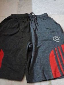 Men's Grey &amp; Red Athletic Shorts