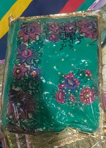 Beautiful Embroidered Teal Saree