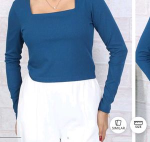 Ribbed Square Neck Long Sleeve Top
