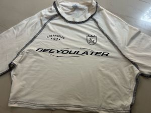 White Graphic Long Sleeve Crop Top