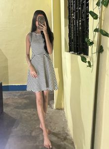 Striped Sleeveless Fit & Flare Dress