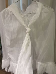 Sheer White Organza Blouson Shirt