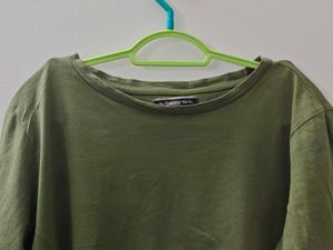 Solid Olive Green Long Sleeve Top