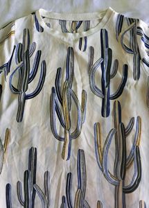 Cactus Print Puff Sleeve Top