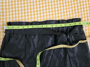Faux Leather Lace Trim Skirt