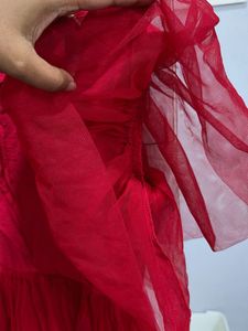 Red Tulle Tiered Dress