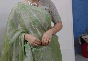 Elegant Green Embroidered Saree