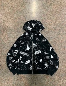 Star Wars Print Zip-Up Hoodie Y2K