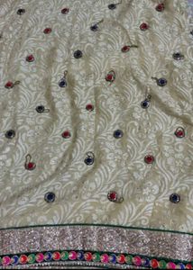 Embellished Cream Saree