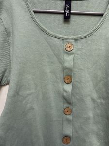 Cute Button-Up Sage Green Top