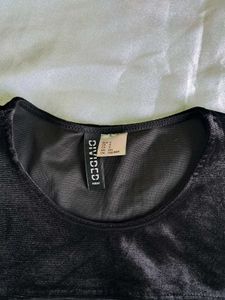 H&amp;M Black Velour Cut-Out Top