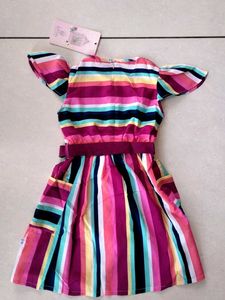 LILPICKS Striped Girls' Dress with Belt