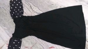 Chic Black Polka Dot Puff Sleeve Dress