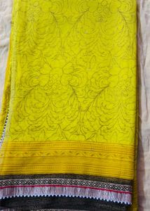 Vibrant Yellow Floral Saree